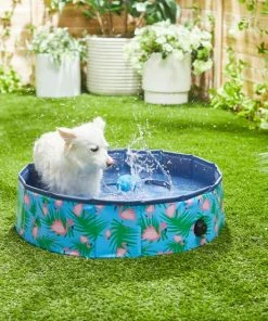 Frisco Outdoor Dog Swimming Pool, Flamingo Print