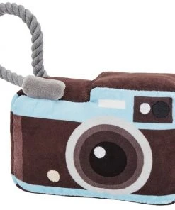 Frisco Road Trip Camera Plush with Rope Squeaky Dog Toy