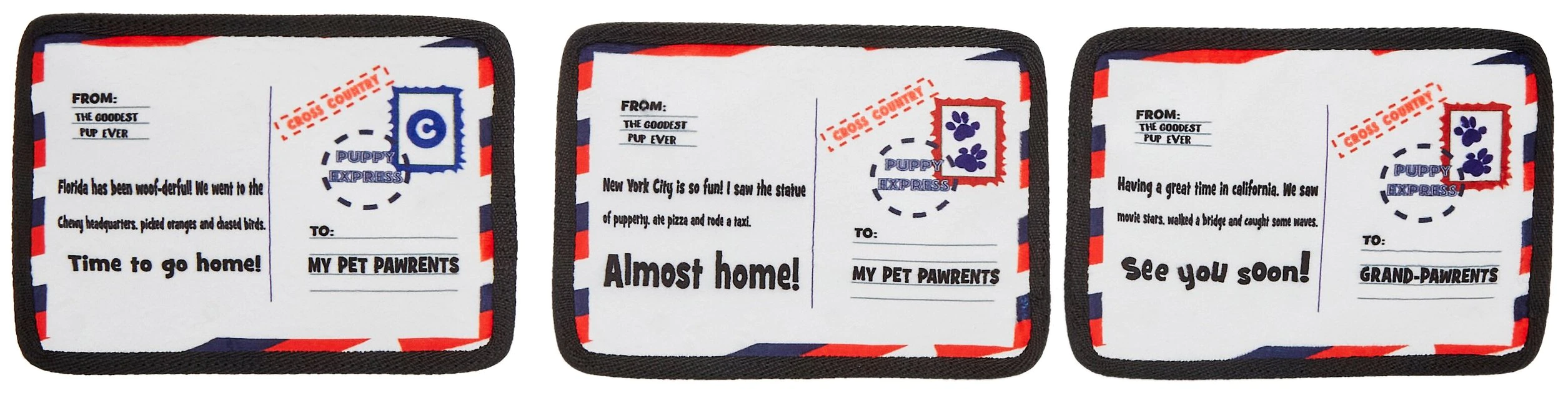 Frisco Road Trip Postcards Flat Plush Squeaky Dog Toy, 3 count 5 Frisco Road Trip Postcards Flat Plush Squeaky Dog Toy, 3 count - Image 3