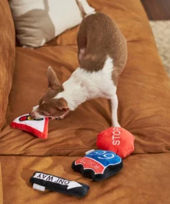 Frisco Road Trip Traffic Signs Plush Squeaky Dog Toy, 4 count -Frisco Sales 2024 262016 PT3. SY630 V1618598528