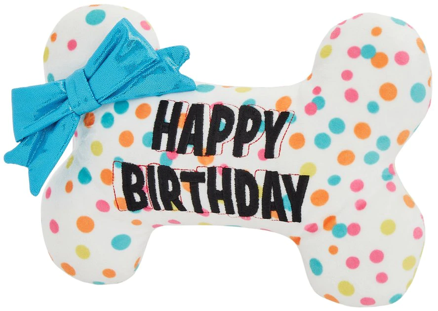 Frisco Birthday Reversible Plush Bone Squeaky Dog Toy 3 Frisco Birthday Reversible Plush Bone Squeaky Dog Toy