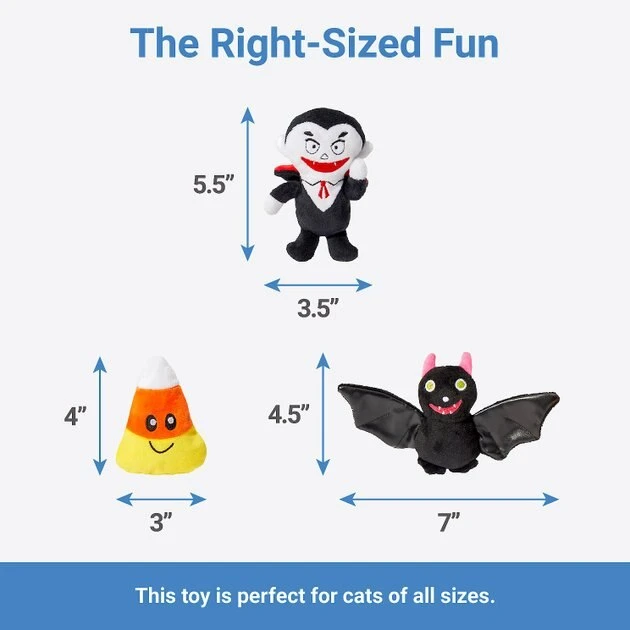 Frisco Halloween Haunted Friends Plush Cat Toy with Catnip, 3 count 4 Frisco Halloween Haunted Friends Plush Cat Toy with Catnip, 3 count - Image 2