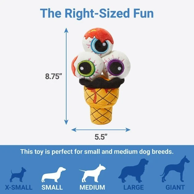 Frisco Halloween Eyeball Ice Cream Plush Squeaky Dog Toy 4 Frisco Halloween Eyeball Ice Cream Plush Squeaky Dog Toy - Image 2