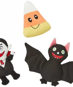 Frisco Halloween Haunted Friends Plush Squeaky Dog Toy, 3 count