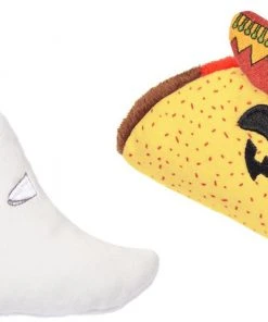 Frisco Halloween Fiesta Ghost & Taco Plush Squeaky Dog Toy, 2 count