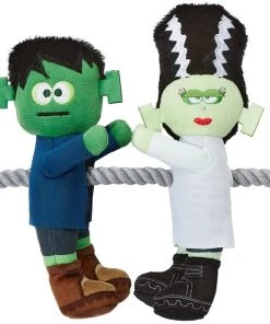 Frisco Frankenstein & Bride Plush with Rope Squeaky Dog Toy