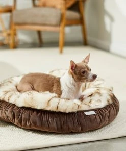 Frisco Faux Fur Velvet Round Bolster Cat & Dog Bed