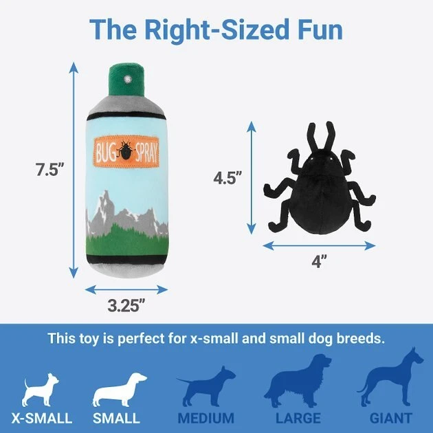 Frisco Camping Bug Spray Plush Squeaky Dog Toy, 3 count 4 Frisco Camping Bug Spray Plush Squeaky Dog Toy, 3 count - Image 2