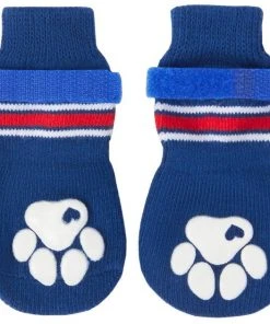 Frisco Non-Skid Navy Dog Socks, Red & White Stripe