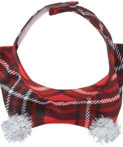 Frisco Red Plaid Guinea Pig Ruffle Collar with Pom Poms, One Size -Frisco Sales 2024 276180 PT4. SY630 V1631303135