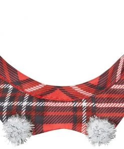 Frisco Red Plaid Guinea Pig Ruffle Collar with Pom Poms, One Size -Frisco Sales 2024 276180 PT5. SY630 V1631303110
