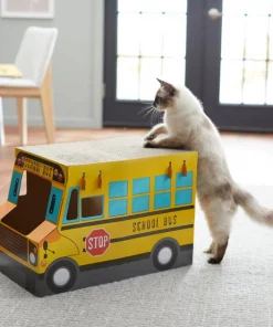 Frisco School Bus Cardboard Cat Toy, 2-Story -Frisco Sales 2024 279835 PT3. SY630 V1628191138