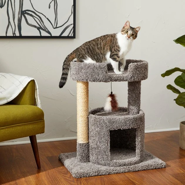 Frisco 27-in Real Carpet Cat Tree with Condo and Oval Perch 3 Frisco 27-in Real Carpet Cat Tree with Condo and Oval Perch