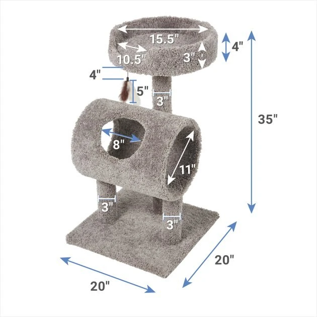 Frisco 35-in Real Carpet Cat Tree with Tunnel 4 Frisco 35-in Real Carpet Cat Tree with Tunnel - Image 2