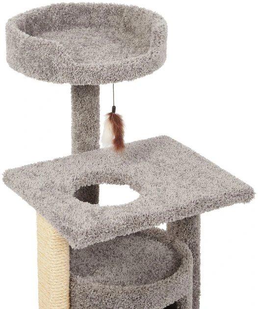 Frisco 42-in Real Carpet Cat Tree with Condo, Grey 5 Frisco 42-in Real Carpet Cat Tree with Condo, Grey - Image 3