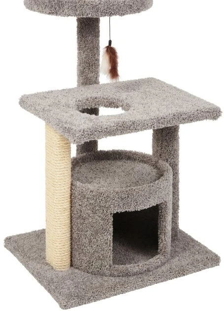 Frisco 42-in Real Carpet Cat Tree with Condo, Grey 6 Frisco 42-in Real Carpet Cat Tree with Condo, Grey - Image 4