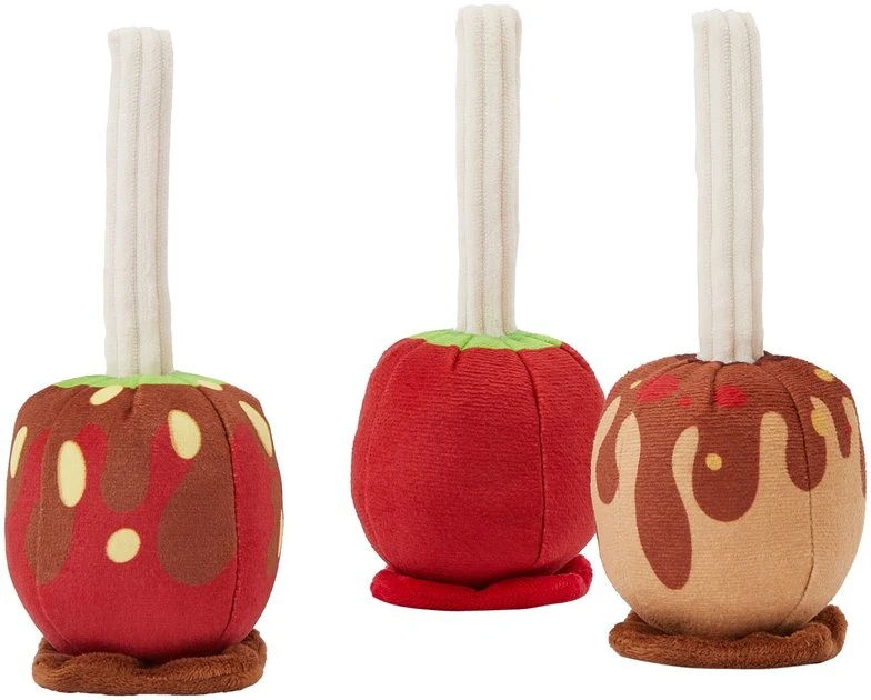 Frisco Candy Apples Plush Squeaky Dog Toy, 3 count 3 Frisco Candy Apples Plush Squeaky Dog Toy, 3 count