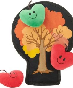 Frisco Autumn Tree with Apples Interactive Plush Squeaky Dog Toy, 4 count