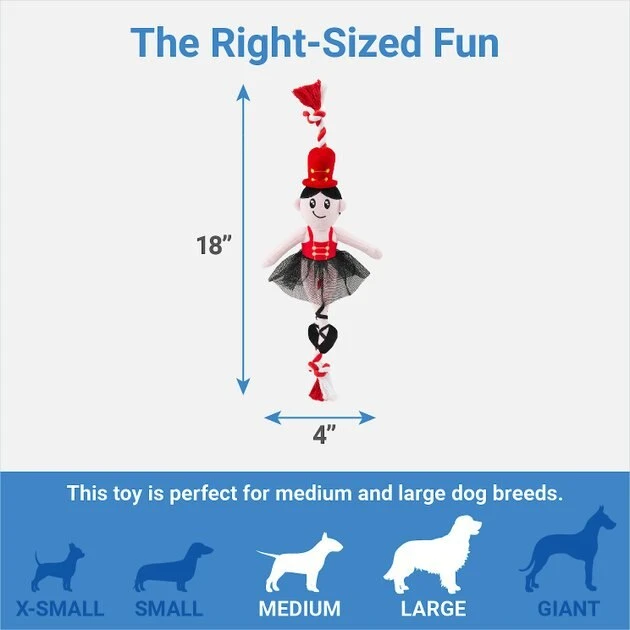 Frisco Ballerina Plush with Rope Squeaky Dog Toy 4 Frisco Ballerina Plush with Rope Squeaky Dog Toy - Image 2