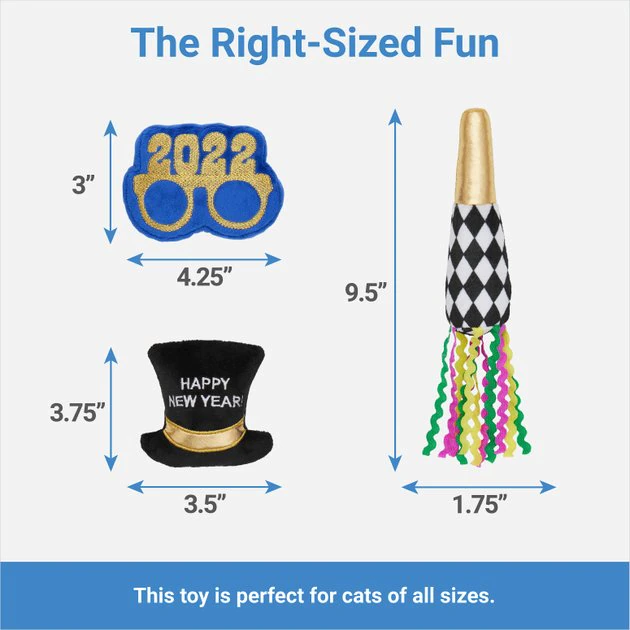 Frisco New Year's Eve Party Essentials Plush Cat Toy with Catnip, 3 count Frisco New Year's Eve Party Essentials Plush Cat Toy with Catnip, 3 count -Frisco Sales 2024 288472 PT1. SY630 V1640718497