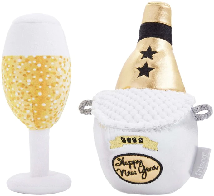 Frisco New Year's Eve Champagne & Flute Plush Squeaky Dog Toy, 2 count 3 Frisco New Year's Eve Champagne & Flute Plush Squeaky Dog Toy, 2 count