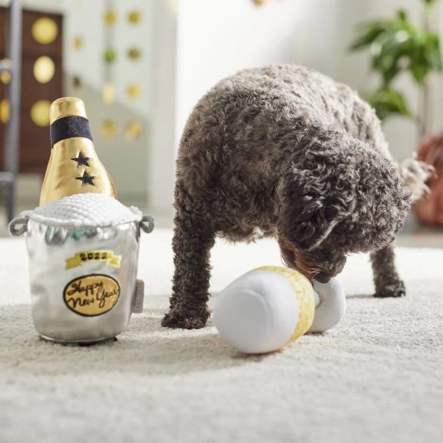 Frisco New Year's Eve Champagne & Flute Plush Squeaky Dog Toy, 2 count 5 Frisco New Year's Eve Champagne & Flute Plush Squeaky Dog Toy, 2 count - Image 3