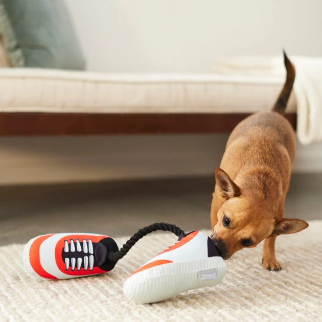 Frisco Running Shoes Plush with Rope Dog Toy 5 Frisco Running Shoes Plush with Rope Dog Toy - Image 3