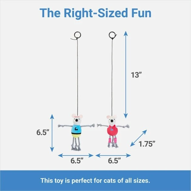 Frisco Gym Bouncy Mice Plush Cat Toy with Catnip, 2 count 4 Frisco Gym Bouncy Mice Plush Cat Toy with Catnip, 2 count - Image 2