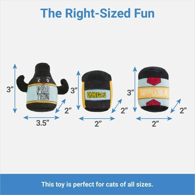 Frisco Pre-Workout & Protein Plush Cat Toy with Catnip, 3 count 4 Frisco Pre-Workout & Protein Plush Cat Toy with Catnip, 3 count - Image 2