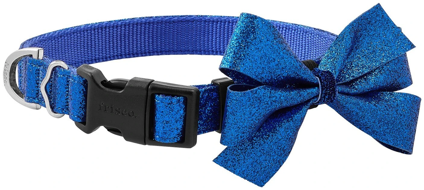 Frisco Glitter Dog Collar with Removeable Glitter Bow, Blue, XS - Neck: 8 - 12-in, Width: 5/8-in Frisco Glitter Dog Collar with Removeable Glitter Bow -Frisco Sales 2024 289712 MAIN. SY630 V1632189691
