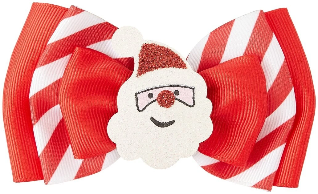 Frisco Removeable Santa & Stripes Collar Bow, XS/SM 4 Frisco Removeable Santa & Stripes Collar Bow, XS/SM - Image 2