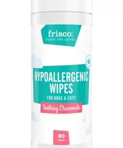 Frisco Hypoallergenic Waterless Grooming Wipes for Dogs & Cats, Soothing Chamomile, 80 count