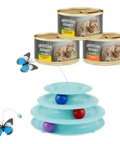 American Journey||Frisco American Journey Minced Poultry in Gravy Grain-Free Canned Food + Frisco Cat Tracks Butterfly Cat Toy
