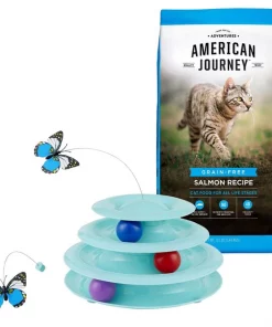 American Journey||Frisco American Journey Salmon Recipe Grain-Free Dry Food + Frisco Cat Tracks Butterfly Cat Toy