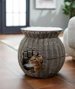 Frisco Round Wicker Cat Condo with Top Perch