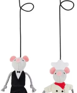 Frisco Brunch Chef & Waiter Bouncy Mouse Cat Toy with Catnip, 2 count