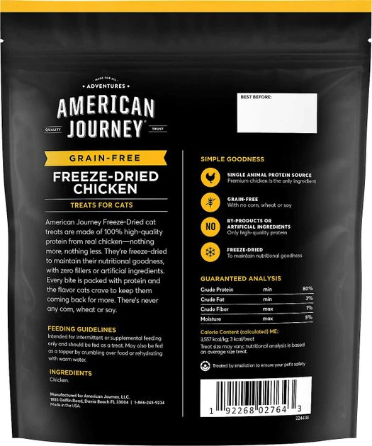 American Journey||Frisco American Journey 100% Chicken Freeze-Dried Grain-Free Cat Treats, 5-oz bag + Frisco Bird Teaser with Feathers Cat Toy, Blue 5 American Journey||Frisco American Journey 100% Chicken Freeze-Dried Grain-Free Cat Treats, 5-oz bag + Frisco Bird Teaser with Feathers Cat Toy, Blue - Image 3