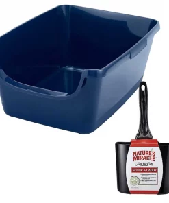 Nature's Miracle||Frisco Nature's Miracle Just For Cats Litter Scoop & Caddy + Frisco High Sided Cat Litter Box, Navy, Extra Large 24-in