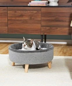 Frisco Modern Round Elevated Cat Bed + Frisco High Sided Cat Litter Box, Navy, Extra Large 24-in -Frisco Sales 2024 297988 PT3. SY630 V1621259858