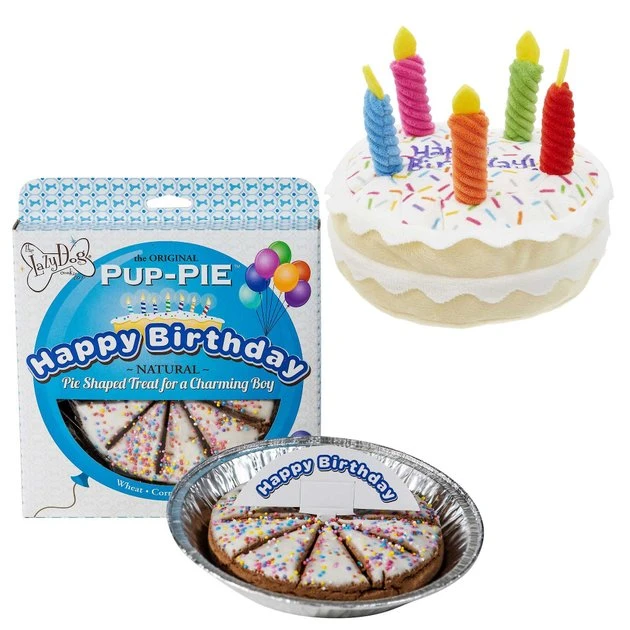 Frisco||The Lazy Dog Cookie Co. Frisco Plush Squeaking Birthday Cake Dog Toy, Small/Medium + The Lazy Dog Cookie Co. Happy Birthday Pup-PIE Dog Treat, Boy 3 Frisco||The Lazy Dog Cookie Co. Frisco Plush Squeaking Birthday Cake Dog Toy, Small/Medium + The Lazy Dog Cookie Co. Happy Birthday Pup-PIE Dog Treat, Boy
