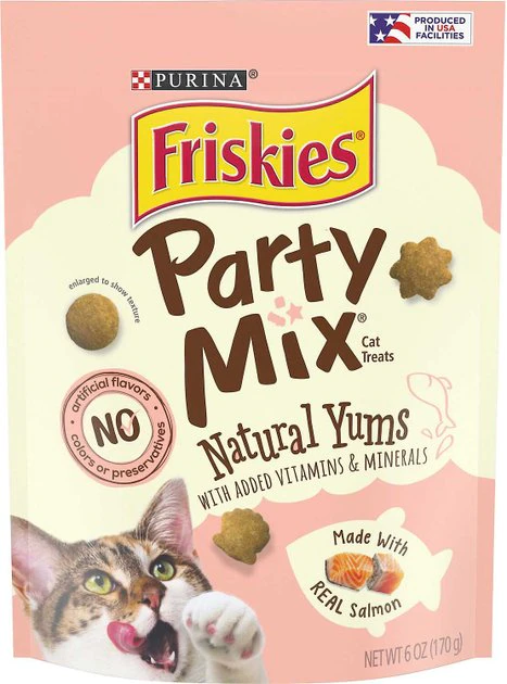 Friskies||Frisco Friskies Party Mix Natural Yums With Real Salmon Cat Treats, 6-oz pouch + Frisco Melamine Dog & Cat Treat Jar with Bamboo Lid, 8 Cups 4 Friskies||Frisco Friskies Party Mix Natural Yums With Real Salmon Cat Treats, 6-oz pouch + Frisco Melamine Dog & Cat Treat Jar with Bamboo Lid, 8 Cups - Image 2