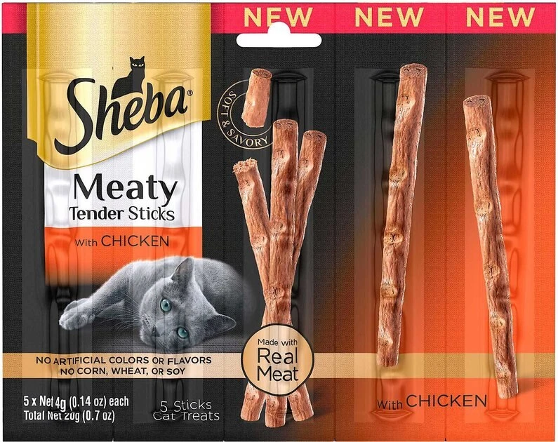 Sheba||Frisco Sheba Meaty Tender Sticks Chicken Cat Treats, 5 count + Frisco Moppy Ball Cat Toy, Blue 4 Sheba||Frisco Sheba Meaty Tender Sticks Chicken Cat Treats, 5 count + Frisco Moppy Ball Cat Toy, Blue - Image 2