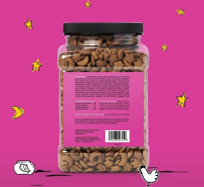 Tiny Tiger Crunchy Bunch, Fearless Feathers and Gracious Gills, Chicken & Seafood Flavor Cat Treats, 20-oz Jar + Frisco Melamine Dog & Cat Treat Jar with Bamboo Lid, 8 Cups Tiny Tiger||Frisco Tiny Tiger Crunchy Bunch, Fearless Feathers and Gracious Gills, Chicken & Seafood Flavor Cat Treats, 20-oz Jar + Frisco Melamine Dog & Cat Treat Jar with Bamboo Lid, 8 Cups -Frisco Sales 2024 298586 PT2. SY630 V1623193973