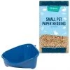 Frisco Corner Litter Box, Navy, Small + Small Animal Bedding, Natural