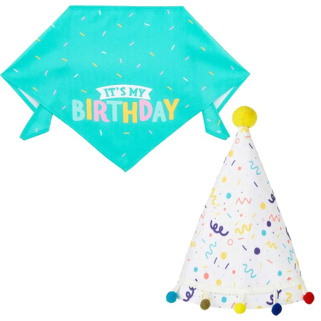 Frisco Birthday Bandana + Confetti Dog & Cat Hat 3 Frisco Birthday Bandana + Confetti Dog & Cat Hat