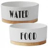 Frisco Ceramic Dog & Cat Water + Food Bowl with Wood Base