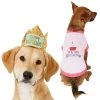 Frisco Happy Birthday Crown, Medium/Large + Dog & Cat T-Shirt, Pink