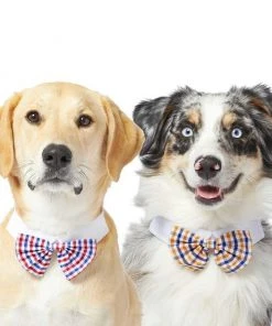 Frisco Plaid Dog & Cat Bow Tie, Red & Blue + Orange & Blue