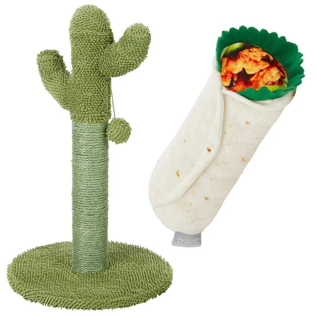 Frisco Cactus Cat Scratching Post, 22-in + Plush Squeaking Burrito Dog Toy 3 Frisco Cactus Cat Scratching Post, 22-in + Plush Squeaking Burrito Dog Toy