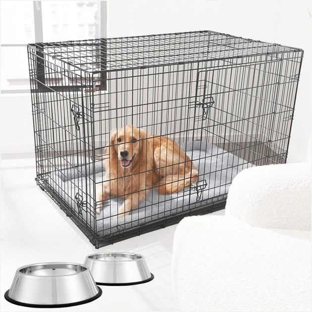 Frisco Fold & Carry Double Door Collapsible Wire Crate & Mat Kit, 48 inch + Stainless Steel Bowl, 4.75-cup, 2 count Frisco Fold & Carry Double Door Collapsible Wire Dog Crate & Mat Kit + Stainless Steel Bowl, 4.75-cup, 2 count -Frisco Sales 2024 303424 MAIN. SY630 V1657656797